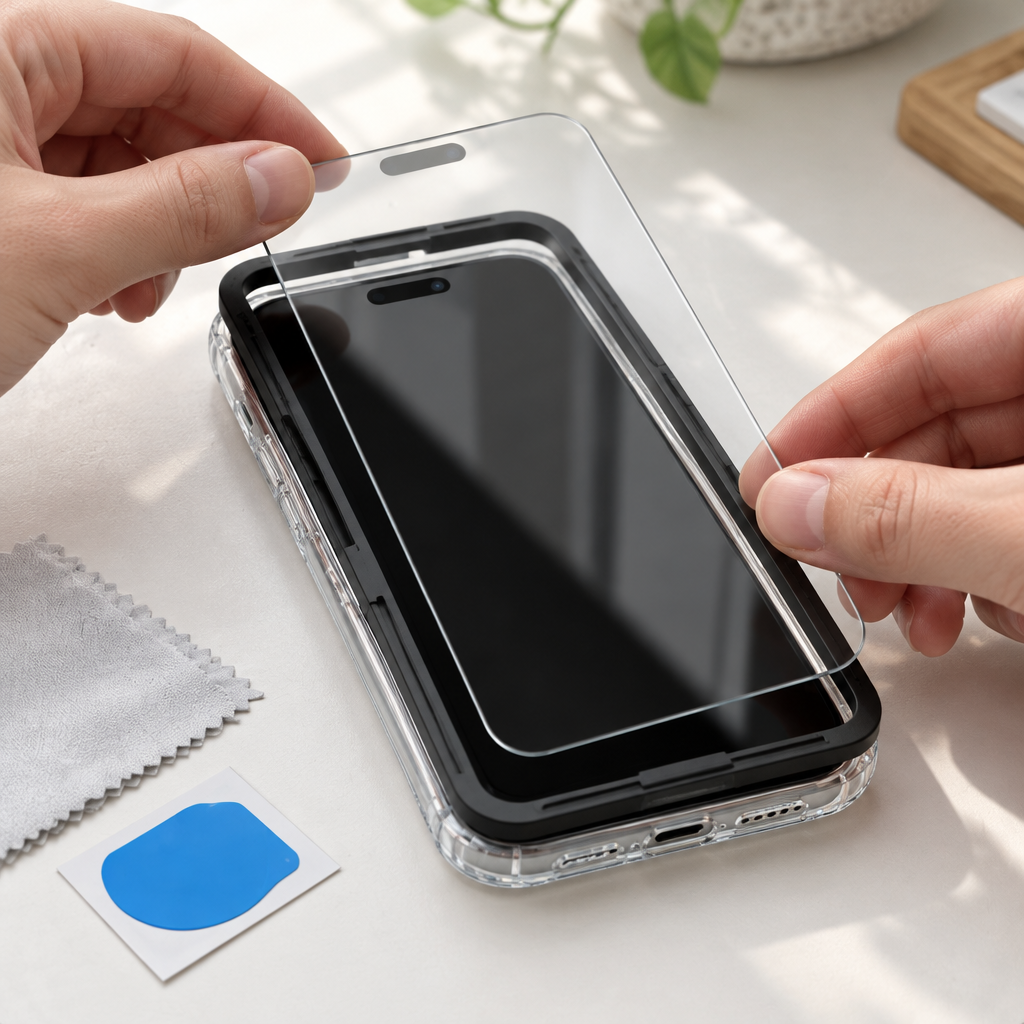 Fitting the ComfortView screen protector with the alignment frame